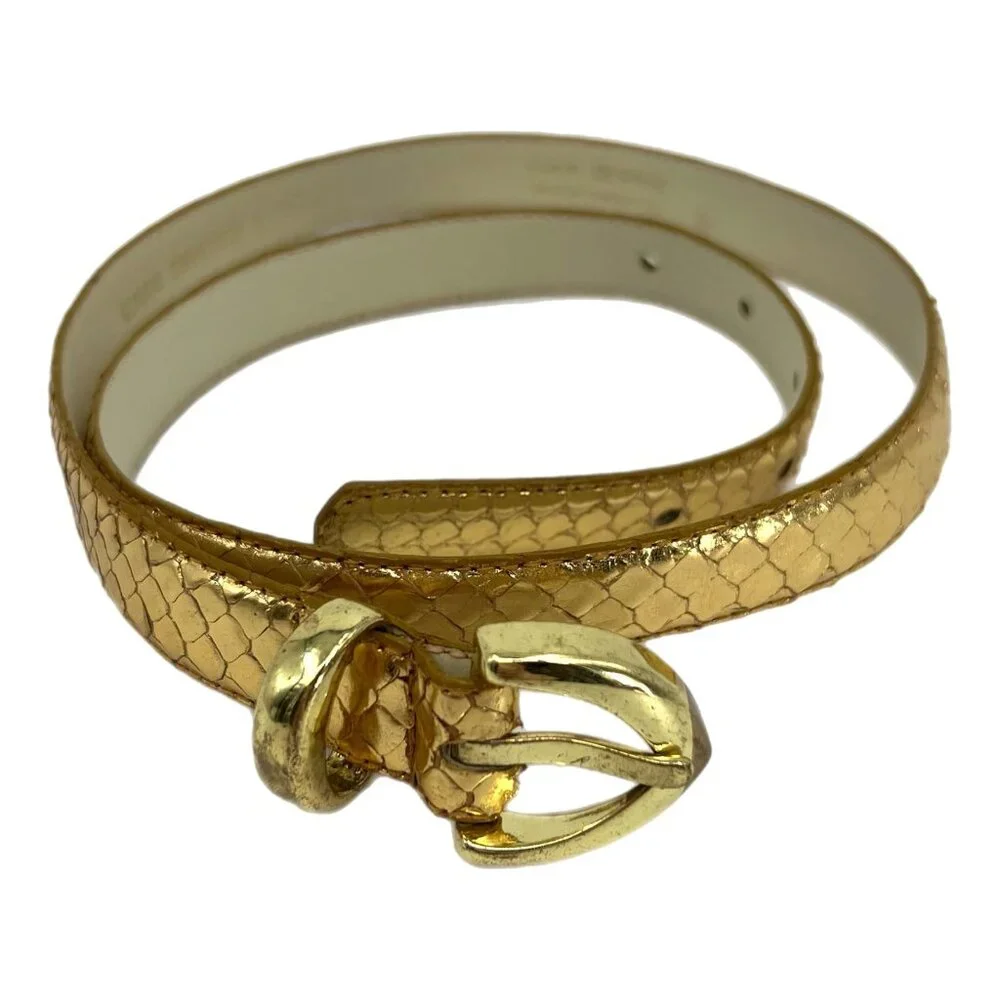 Giani Bernini Gold Adjustable Snakeskin Belt | Size L - Picture 1 of 10